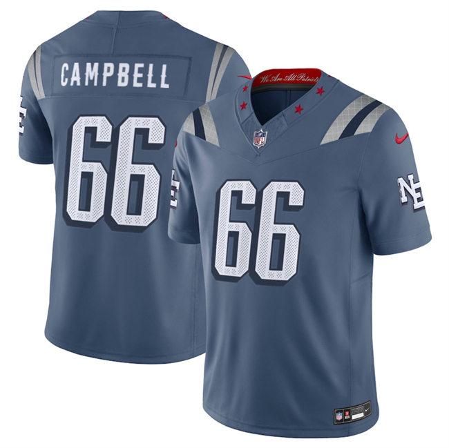 Men's New England Patriots #66 Will Campbell 2025 F.U.S.E. “Rivalries” Vapor Limited Stitched Football Jersey